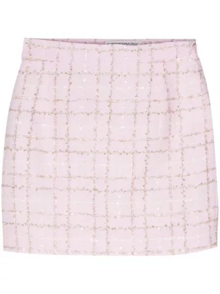 Мини пола Alessandra Rich с пайети от туид розово