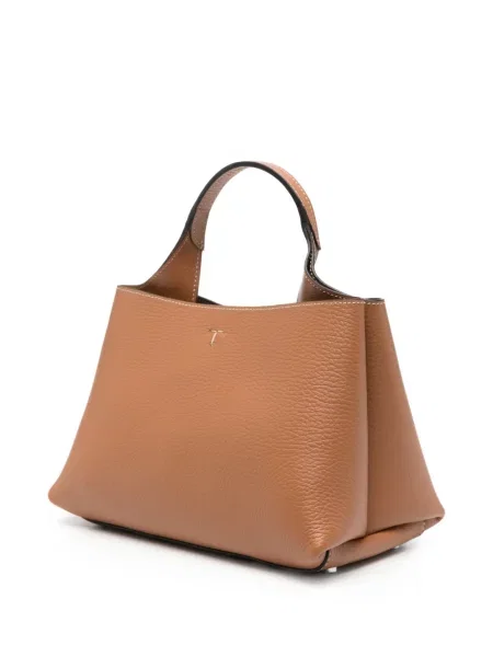 Bőr shopper táska Tod's autogrammal barna