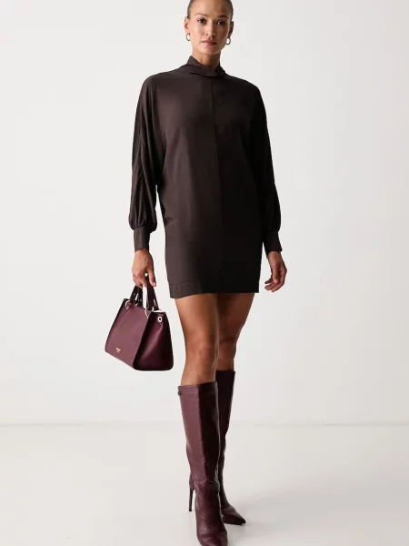 Twinset rochie din vâscoză maro