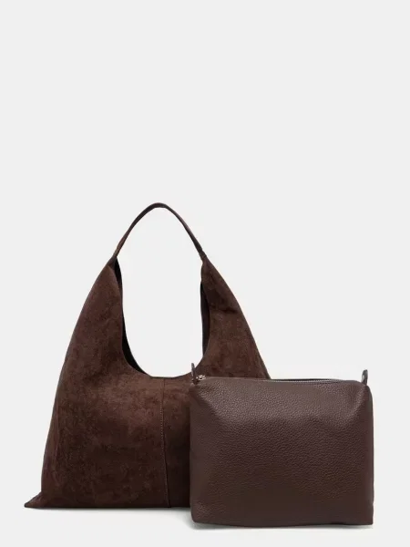 Answear.LAB kabelka typu shopper dámska z imitácie semišu hnedá