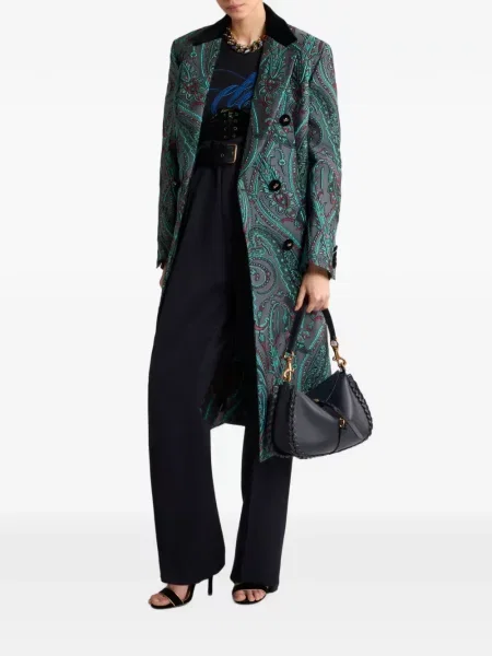 Παλτό Etro paisley ζακάρ διπλόκουμπα γκρι