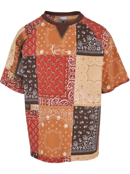 Karl Kani Tricou bej / maro mokka / roșu ruginiu alb