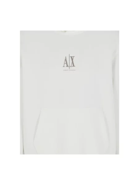 Armani Exchange bluza z kapturem z aplikacją biały