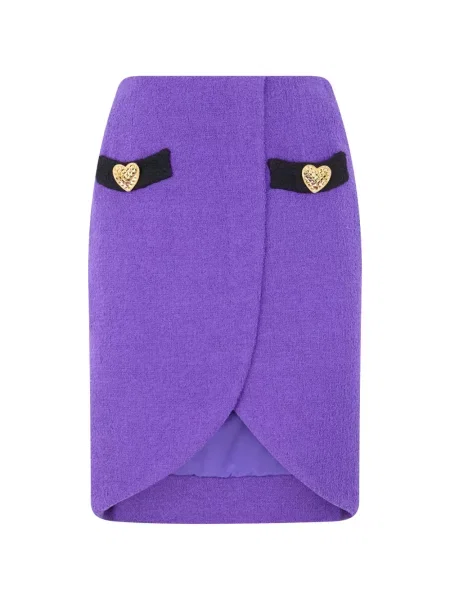 Fusta mini Moschino cu motiv cu inimi plic violet