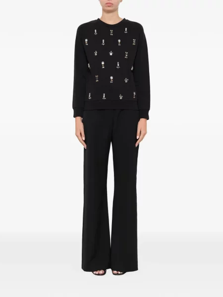 Pulover Lanvin cu broderie din jerseu negru