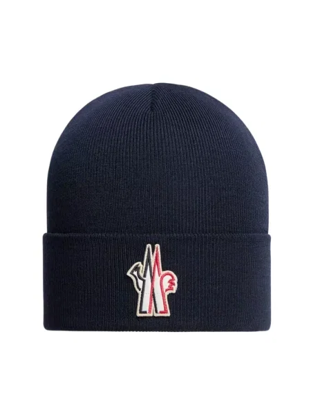 Czapka Moncler wełniana niebieska