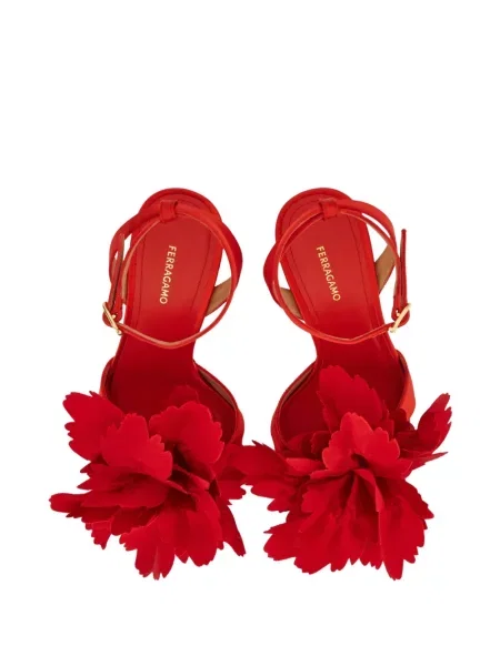 Sandale Ferragamo cu model floral roșu