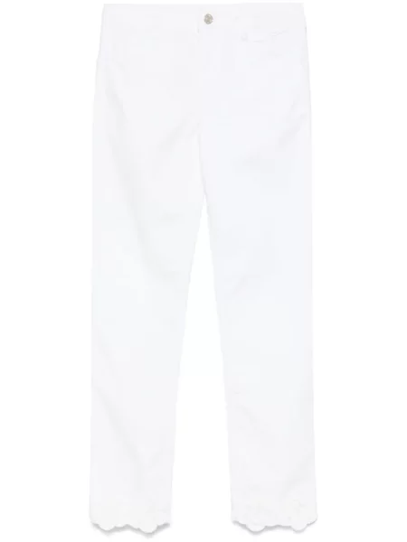 Дънки Liu Jo бродирани на цветя бяло