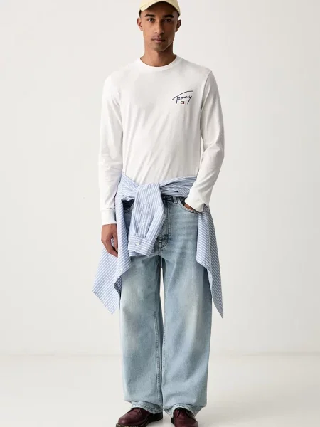 Tommy Jeans majica z dolgimi rokavi bela