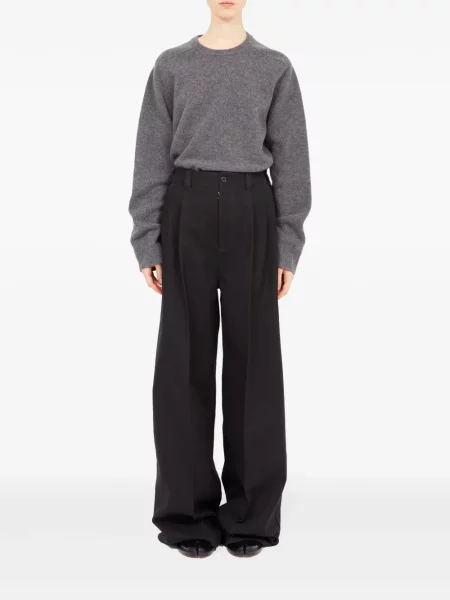 Plisuoti plačiakojis kelnės Maison Margiela juoda