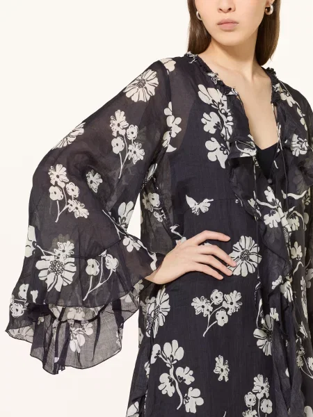 Dorothee Schumacher Šaty Floral Daydream S Rukávem tmavě / režná modrá