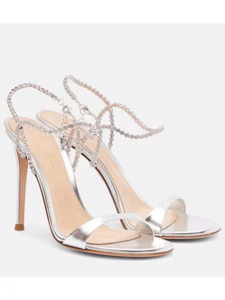 Sandale Gianvito Rossi din piele argintiu