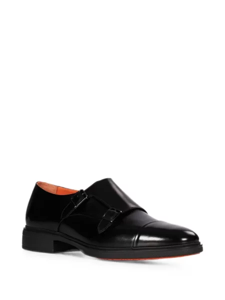 Pantofi monk Santoni cu bretele negru