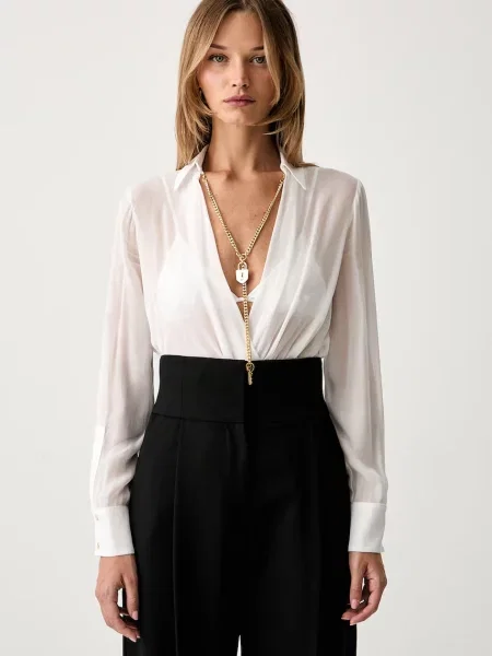 Elisabetta Franchi body pentru femei din vâscoză alb