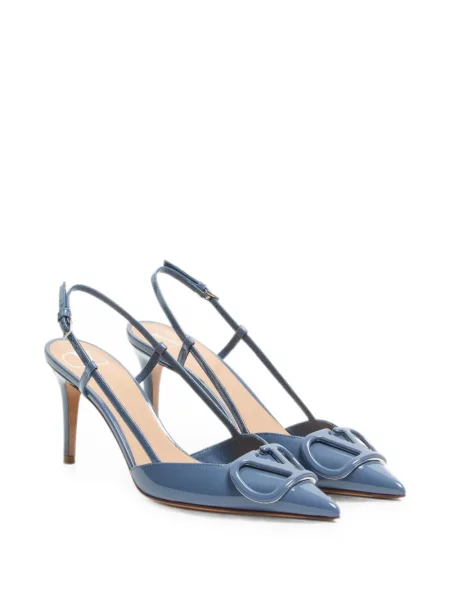 Iš natūralios odos bateliai Valentino Garavani slingback mėlyna
