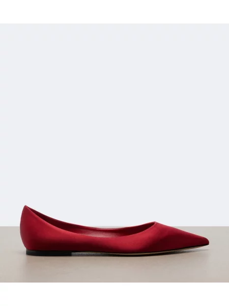 Balerini Jimmy Choo din satin roșu