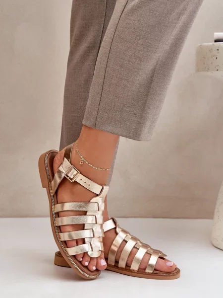 Usnjene sandali Lewski Shoes brez pet zlata
