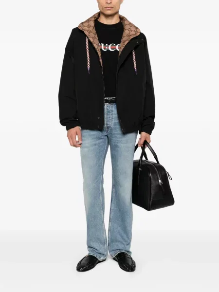 Reversibil geacă Gucci din canvas negru