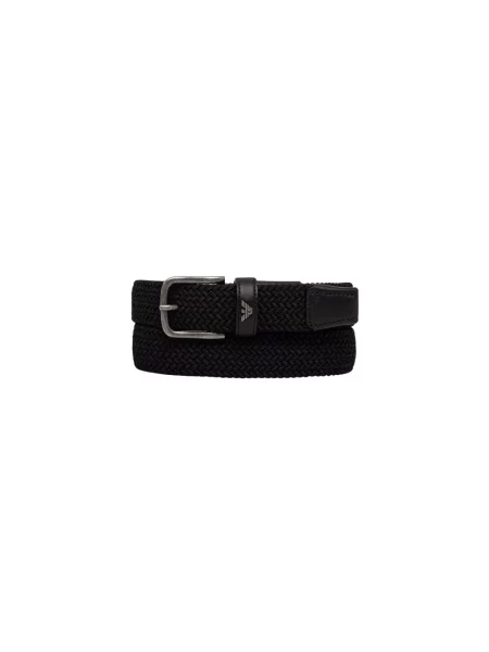 Pasek Emporio Armani skórzany pleciony czarny
