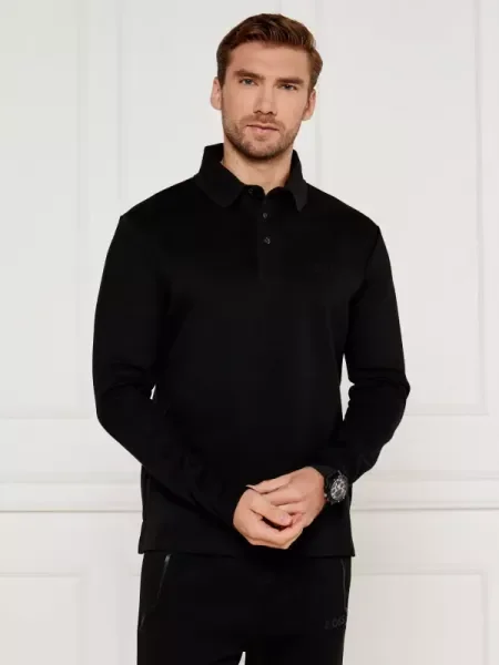 BOSS GREEN Polo Plisy Mirror negru