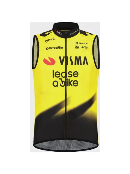 Kamizelka wiatrówka Team Visma Lease a Bike Replica Wind żółto-czarna XS czarna