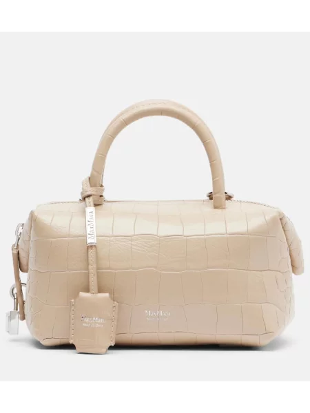 Geanta de piele Max Mara din piele bej