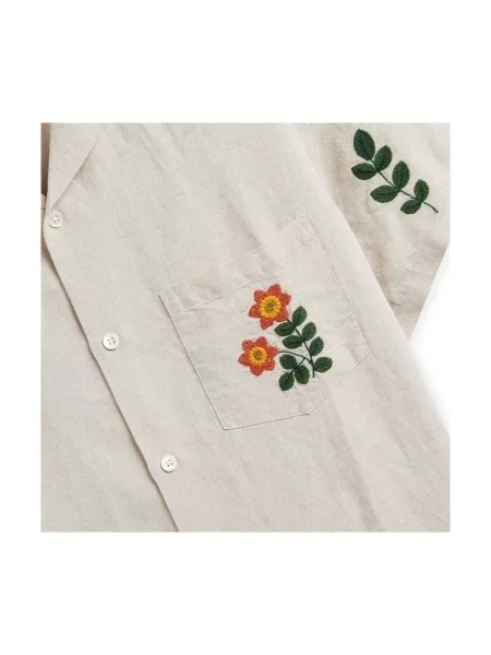 Flanelová košeľa Portuguese Flannel s výšivkou béžová