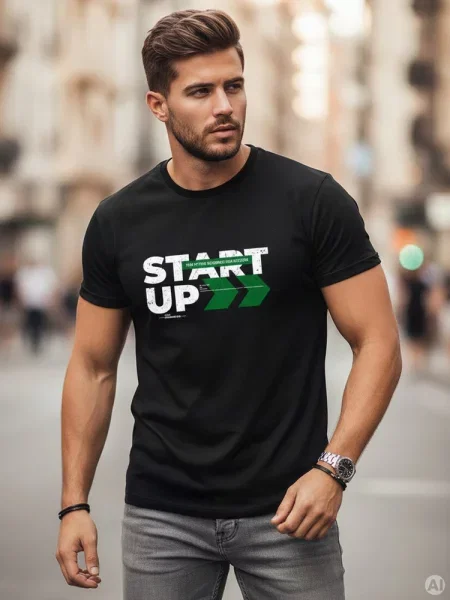 T-shirt z nadrukiem streetwear Dstreet czarny