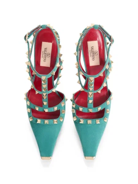 Pantofi cu toc Valentino Garavani din piele de căprioară verde