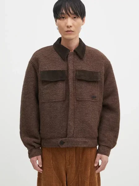 Filling Pieces geacă de lână Box Jacket de tranzitie oversize maro