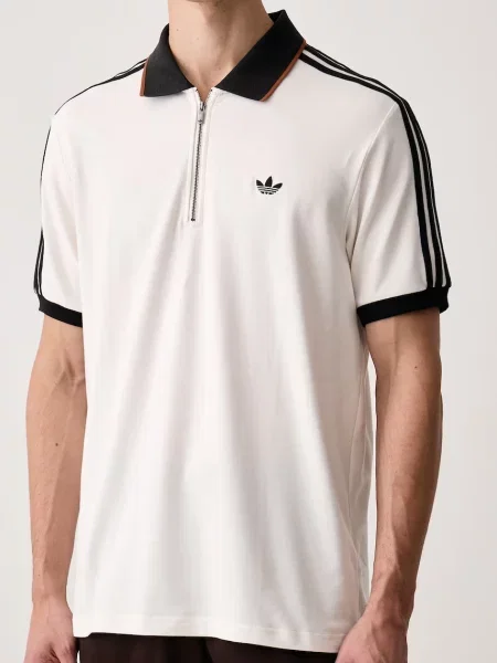 Adidas Originals тениска с яка мъжка с бяло