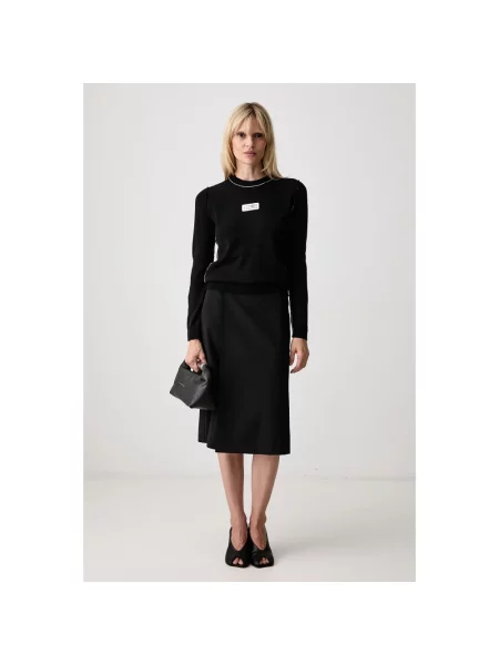 Spódnica Mm6 Maison Margiela wełniana czarna