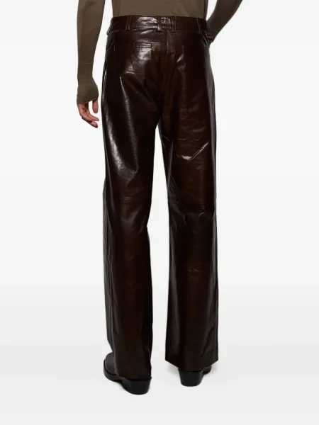 Pantaloni Entire Studios din piele maro