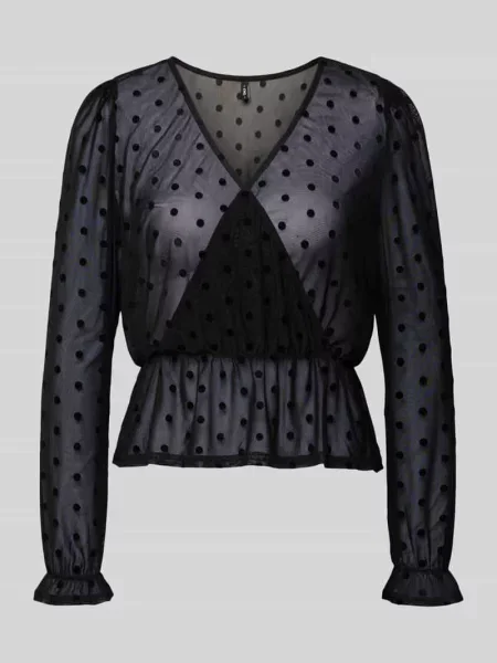 Bluzka o kroju slim fit z półprzezroczystego materiału model ‘JULIET’ Only czarna