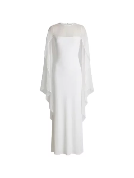 Maxi rochie maxi Alberta Ferretti transparente de costum alb