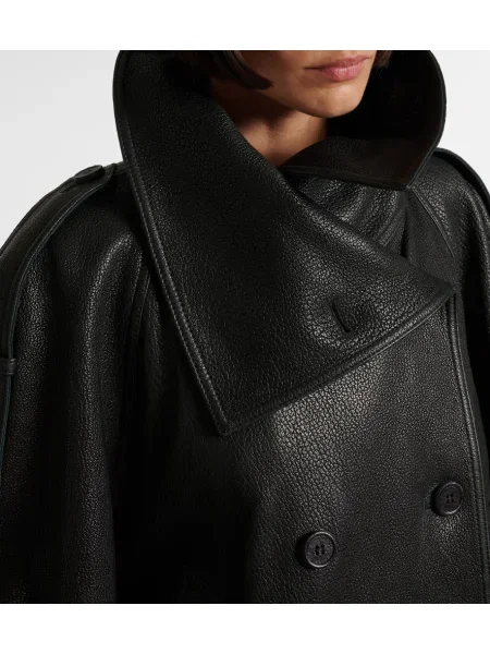 Geanta de piele Acne Studios cu două rânduri de nasturi negru