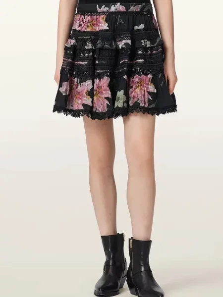 AllSaints fustă din modal ZORA negru
