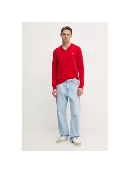 Lekki sweter Gant klasyczny czerwony