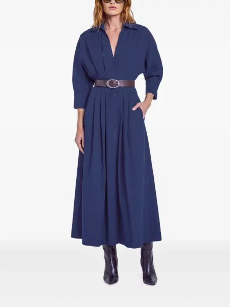 Cu centură rochie maxi Nicholas de lână albastru