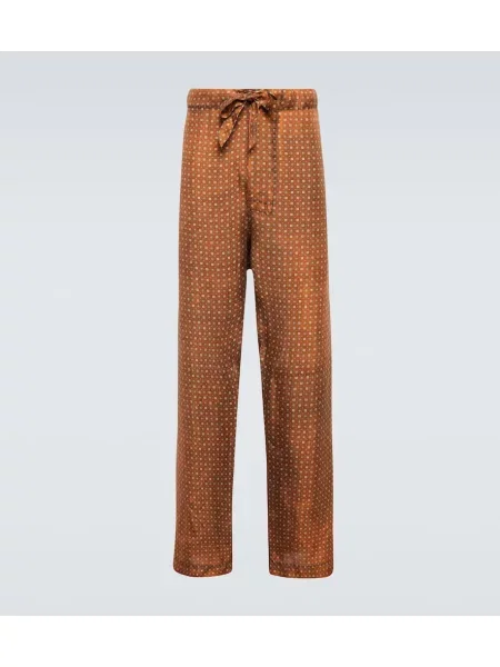 Hedvábné kalhoty Maison Margiela hnědé