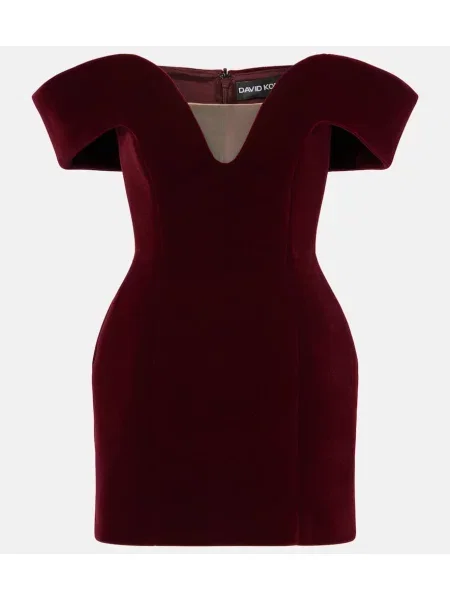 Rochie David Koma de catifea bordo