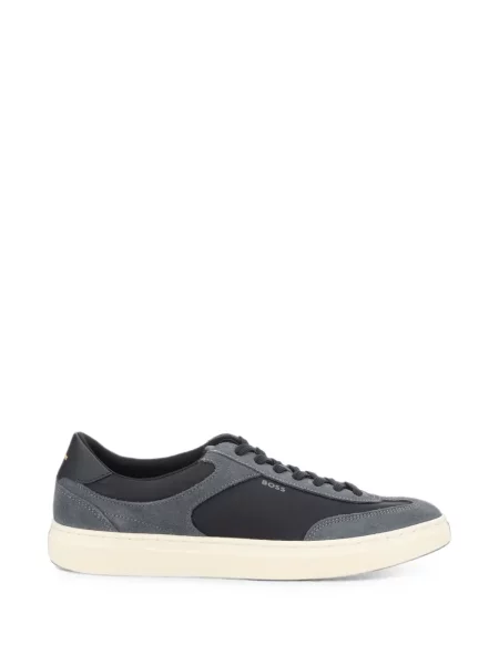 Sneakerși Boss din piele de căprioară cu imagine gri