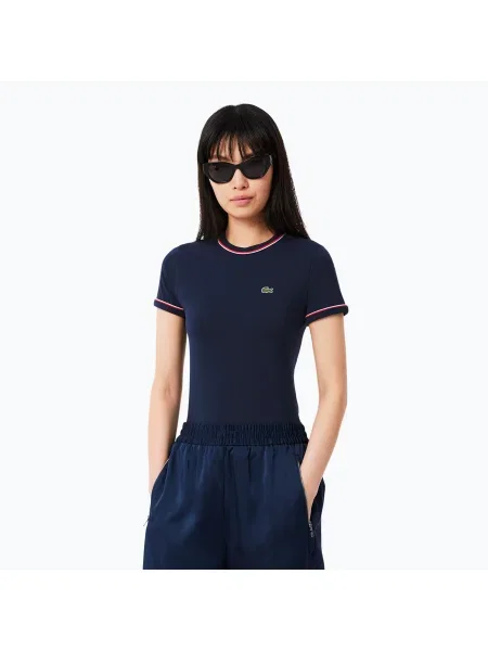 Tricou pentru femei Lacoste navy blue/rill/grenadine albastru