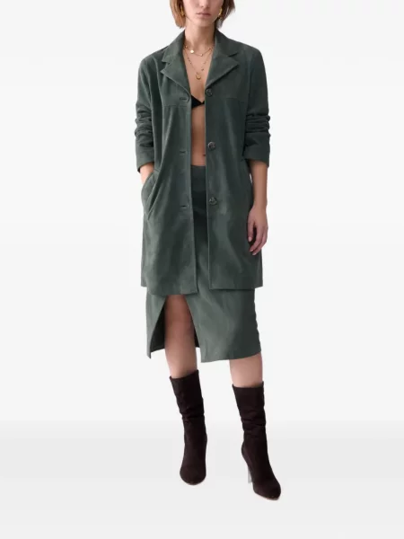 Lung geacă Liu Jo din piele de căprioară verde