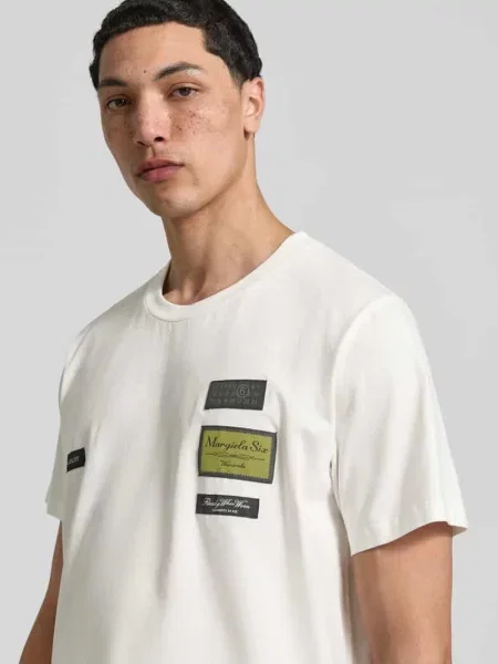 T-shirt o kroju relaxed fit z naszywką z logo Mm6 Maison Margiela biała