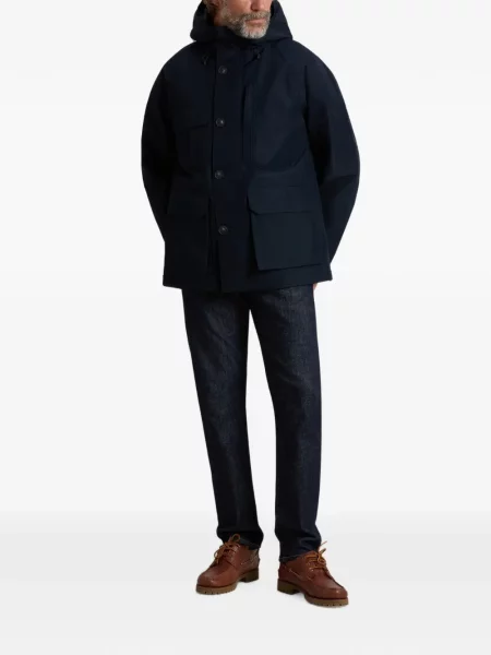 Geacă Woolrich cu glugă albastru