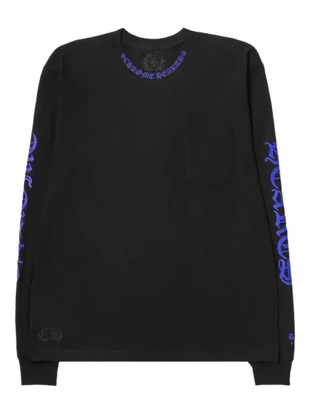 Dlouhé tričko Chrome Hearts se srdcovým vzorem s autogramem černé