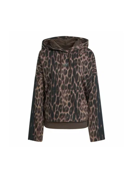 Hanorac cu glugă Adidas Sportswear cu dungi cu imagine din material terry maro