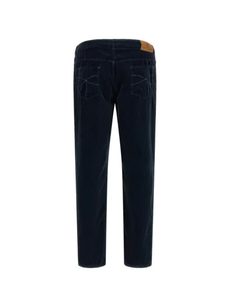 Pantaloni Brunello Cucinelli de catifea cord albastru