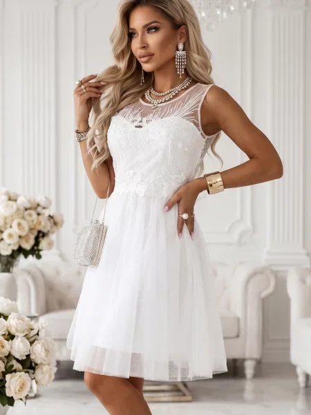 Rochie Numoco Basic din tul alb